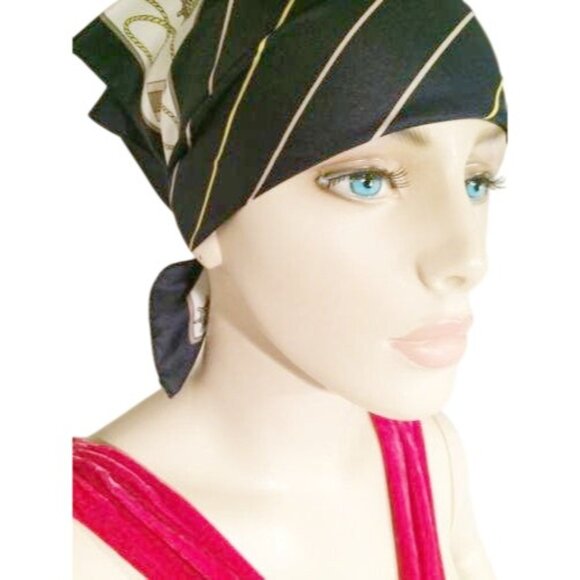 Nautical Themed Vintage 1990s Silk Scarf Square 20" - Picture 3 of 6